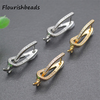 Accessoires de bijouterie Anti Fading 18K Plaqué or Métal Laiton CZ Pave Géométrique Triangle Boucle d'oreille Crochets Résultats
