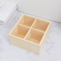 Boîte de rangement rustique multi-compartiments en bois poli écologique, faite à la main en pin, pour bureau, cuisine, bricolage