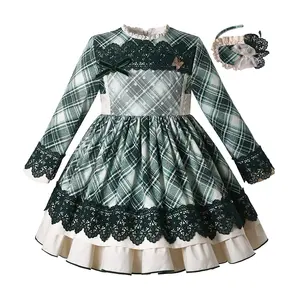 Pettigirl批发一件公主裙儿童秋季时尚女孩派对连衣裙全袖子年龄2 3 4 5 6 8 10 12年