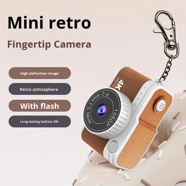 New Retro Thumb Mini Digital Camera Keychain High Battery Life HD Photo Video Built-in Flash Filter Compact Portable Wholesale