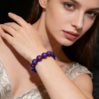 Bracelet tendance unisexe en perles de rubis, gemme violet étoilé certifiée NGTC, idéal pour les occasions spéciales