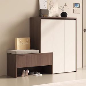 Scarpiera Moderna in Legno con Panca, Design <span class=keywords><strong>Salvaspazio</strong></span> ed Ecologico, Resistente e Antipolvere, per Casa o Negozio, Facile da Montare - Product Image 2