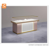 Vitrine à bijoux élégante en verre avec éclairage LED, comptoir de présentation, mobilier de magasin de bijoux en acier inoxydable sur mesure pour la vente au détail