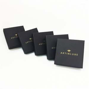 Boîte à bijoux rigide magnétique noire personnalisée écologique Insert en mousse Impression de feuille d'or Laminage mat gaufrage pour collier de logo - Product Image 4