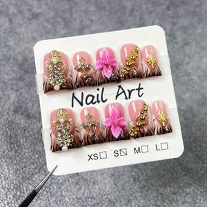 <span class=keywords><strong>Uñas</strong></span> Postizas Francesas con Estampado <span class=keywords><strong>de</strong></span> Leopardo Rosa, Estilo Y2K, Cortas, Hechas a Mano, con Púas, Flores <span class=keywords><strong>de</strong></span> Ángel, Diamantes <span class=keywords><strong>de</strong></span> Imitación - Product Image 5