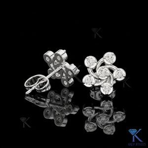 Lab Grown Diamond Swirl Pinwheel Cluster <b>Stud</b> Earrings 14K 18K Solid Gold Round Floral Fine Women Jewelry Anniversary Gift - Product Image 2