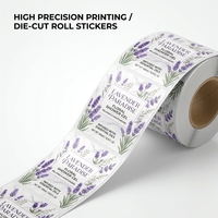 Label Kosmetik Tahan Air Anti Lembab Gulungan Stiker Vinyl Untuk Kemasan Botol Sabun Mandi Lavender