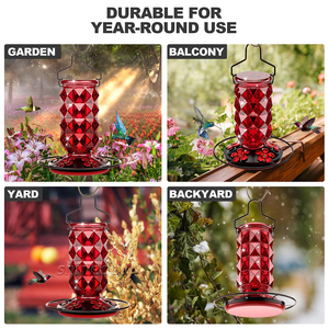 Comedouro de Vidro para Beija-flor com 5 Portas, Decoração de Jardim, Comedouros Suspensos para Observação de Pássaros - Product Image 6