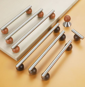 Hot Sale Solid 304 Stainless Steel Kitchen Cupboard Handles Wardrobe Wooden Cabinet Handle Wood Ball Teru Teru Bozu <strong>Drawer</strong> Pulls - Product Image 1