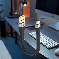 Cable USB a USB-C Corto de 6 Pulgadas AbleCreation, 0.15m, 3A, Carga Rápida, Cable Plano para Banco de Energía, Auto, MacBook, S24, S23, iPad Pro