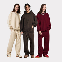 Luxe Blanc 430 Grammes High Street Pantalon À Capuche 2 Pièces Ensemble Coton Gym Hoodies Joggers 2XL Plus La Taille Hommes Survêtement
