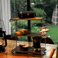 Table pliante de camping en bois massif et acier inoxydable, légère, portable, design moderne, mobilier d'extérieur pour cuisine, pique-nique, plage