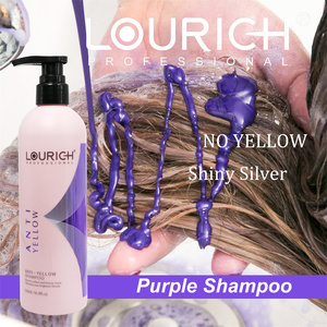 Shampoo violet anti-jaunissement LOURICH, neutralise les tons cuivrés, tonifiant pour cheveux blonds argentés, shampooing pour salon, vente en gros, marque privée, OEM - Product Image 5