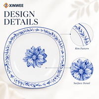 Assiette en céramique élégante à motifs floraux, fabrication directe, logo personnalisé, plat décoratif en porcelaine pour la maison, la table d'hôtel, la décoration, souvenir