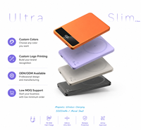 Batterie Li-Polymère OEM 5000mAh, chargeur sans fil magnétique, charge rapide 20W PD, chargeur portable avec écran LCD, type-C, métal