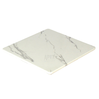 Plateau de table carré en résine durable, motif marbre, imperméable, pour la restauration commerciale et l'extérieur