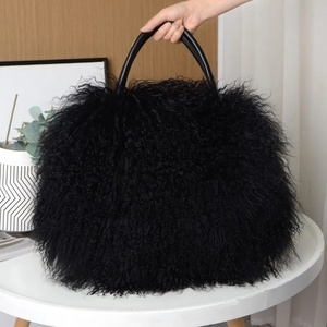 Borsa in Pelliccia d'Agnello Mongolo Stile Coreano, Borsa a Mano alla Moda con Pelo Lungo e Riccio, Borse in Pelliccia d'Agnello per Donne - Product Image 5