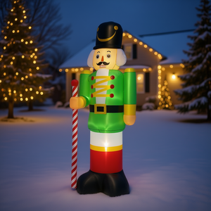 Soldado Cascanueces Inflable para Decoración Navideña de Jardín, Verde con Bastón de Caramelo, 6 Pies de Altura, Decoración Festiva - Product Image 2