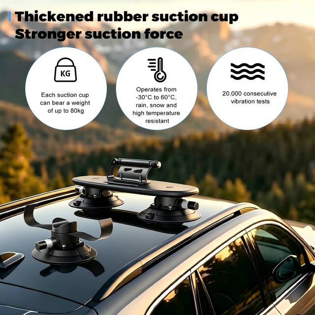Vacuum Suction Bike Carrier Rack Quick Install High-Speed Safe Double Suction Cups Aluminum Alloy CE Certified Fits All Flat