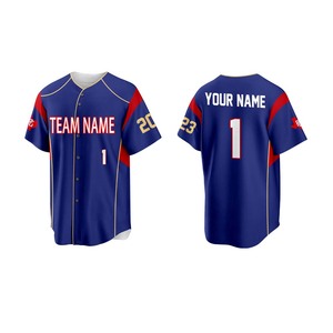 Maillot de baseball personnalisé imprimé 100% polyester respirant à séchage rapide unisexe adulte avec nom et numéro personnalisés brodés à la main - Product Image 4