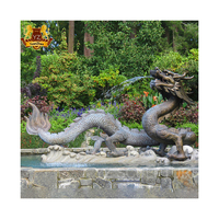 Statues de dragon en métal d'extérieur en gros, grandes statues de dragon en bronze antique, fontaine d'eau en bronze, sculpture