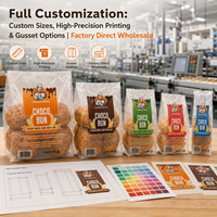 Sac à pain en LDPE avec logo personnalisé et marque privée, fourni directement par l'usine, certifié FDA, avec soufflet latéral pour boulangerie