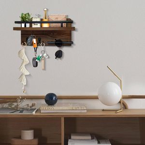 <span class=keywords><strong>Porte</strong></span>-clés <span class=keywords><strong>et</strong></span> <span class=keywords><strong>porte</strong></span>-lettres <span class=keywords><strong>mural</strong></span> en bois JQ avec 5 crochets, rangement pour lunettes de soleil, pour entrée, maison, bureau, décoration - Product Image 2