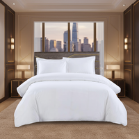 Ensemble de literie d'hôtel 4 pièces en coton tissé 100% pour hôtel 5 étoiles, ensemble de couette taille King, couleur et logo personnalisables, ensemble de draps-housses