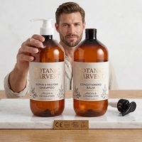 Bouteilles de shampoing et d'après-shampoing en PET ambré, grande taille, avec pompe à lotion, impression d'étiquettes personnalisées, emballage pour soins capillaires, vente en gros OEM