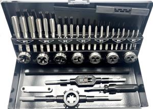 2025 32 cái/bộ M6 ~ M18 UNC UNF BSP công cụ kết hợp thép Vàng Hướng dẫn sử dụng và chết tap cờ lê thiết lập với hộp màu xám - Product Image 3