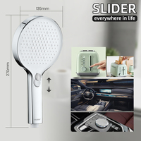 Cabezal de Ducha Leelongs Jet Spray de 13.5cm con 3+1 Modos, Boquilla de Silicona Cromada, Ajuste Deslizante, Ducha de Mano con Aumento de Presión