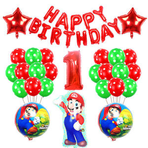 Venta al por mayor juego dibujos animados <span class=keywords><strong>Mario</strong></span> cumpleaños fiesta decoración aluminio película globos conjunto - Product Image 6