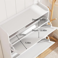 Meuble à chaussures blanc moderne avec 2 tiroirs basculants, étagère de rangement mince à bascule, pieds en métal, mobilier d'entrée, vente en gros pour la maison