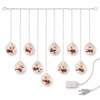 Guirlande lumineuse de Noël en forme de globe, 3 m, 10 globes, pour vitrine, alimentation secteur ou USB + piles