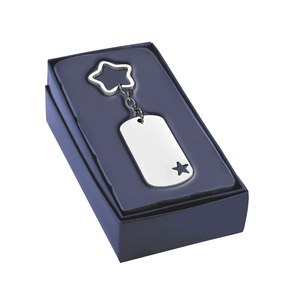 Portachiavi a Stella con Targhetta Rettangolare e Design a Stella Intagliata in Metallo Argentato - Product Image 2