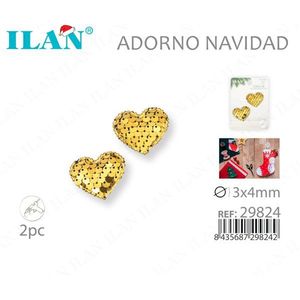 Decorazione natalizia a forma di cuore Iln, 3x4 mm, con paillettes dorate, 2 pezzi, decorazione natalizia - Product Image 3