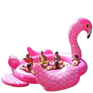 pembe flamingo havuz yüzen Suppliers-Guangzhou büyük pembe ada şişme flamingo havuz şamandıra