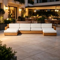 Meubles modernes en promotion : Ensembles de canapés d'extérieur modulaires en bois de teck pour patio, jardin, salon, hôtel, villa, parc