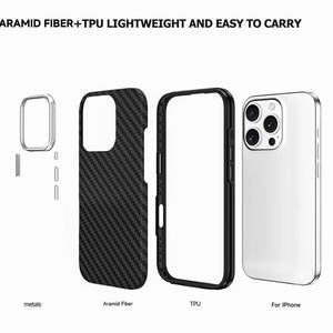 Étui de téléphone magnétique anti-empreintes digitales en fibre de carbone aramide TPU violet <span class=keywords><strong>charbon</strong></span> fin, moulage par injection, antichoc, design simple et élégant - Product Image 4