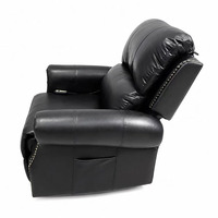 Sillón Reclinable Eléctrico Moderno con Masaje y Calefacción, Control Remoto, Tapicería de Cuero, Ahorro de Espacio para Personas Mayores, Sala de Estar, Apartamento