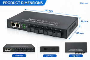 Convertisseur de média fibre optique Gigabit 4 ports avec 2 ports Ethernet RJ45, ports fibre optique SC fixes 3-80 km, commutateur fibre optique monomode - Product Image 6