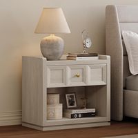 Meuble de chambre nordique blanc, style européen, en acier inoxydable et panneaux de particules, table de chevet avec tiroir, mini, moderne, modulable