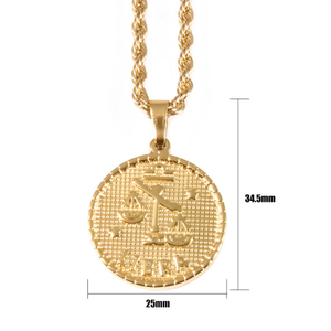 Collier QIUHAN OEM/ODM vintage en acier inoxydable avec pendentif signe astrologique 12 constellations, étanche et plaqué or en relief - Product Image 5