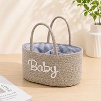 Panier de rangement rectangulaire multifonction en corde de coton tressée, style INS, pour jouets, vêtements, articles divers, organisation de cosmétiques