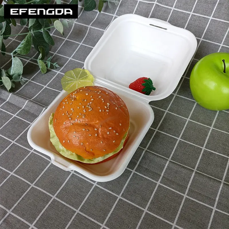 Bio Ecological One-Stop แซนวิช Takeaway บรรจุภัณฑ์เส้นใยฟางข้าวสาลี Burger Box