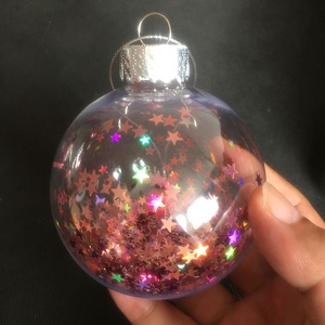 Ornement <span class=keywords><strong>boule</strong></span> <span class=keywords><strong>de</strong></span> <span class=keywords><strong>Noël</strong></span> en plastique transparent <span class=keywords><strong>de</strong></span> 8cm, pré-rempli <span class=keywords><strong>de</strong></span> perles en mousse colorées - Product Image 6