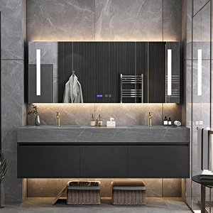 Mueble de <span class=keywords><strong>Baño</strong></span> con Lavabo Doble y Encimera Flotante de Pizarra Estilo Europeo, Gran Venta - Product Image 2