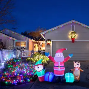 5ft 150cm Elf ren geyiği noel baba LED ışıkları ile şişme noel dekorasyon parti malzemeleri