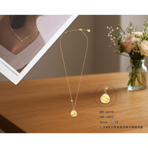 Collana con ciondolo a doppia faccia in acciaio inossidabile da 1,5 cm per donna - Product Image 2