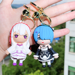 4 Desain Baru Gantungan Kunci PVC Ram Puffy, Gantungan Kunci Custom Lucu <span class=keywords><strong>Rem</strong></span> Emilia, Gantungan Kunci Tas Sekolah, Tas Mobil, Anime Kartun 3D Karet - Product Image 4